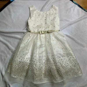 Jona Michelle White and Gold Glitter Dress Girls Size 5